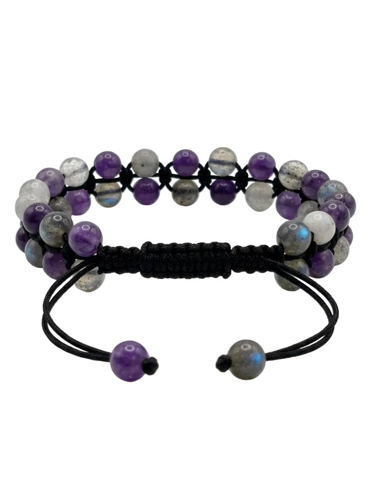 Brazalete Labradorita y Amatista | Intuición y Calma