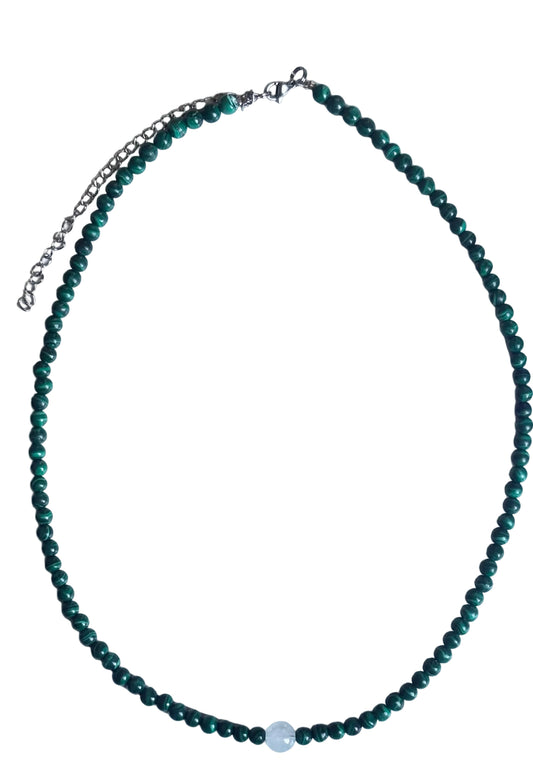 Collar Gargantilla Malaquita y Aguamarina | Protección y Serenidad