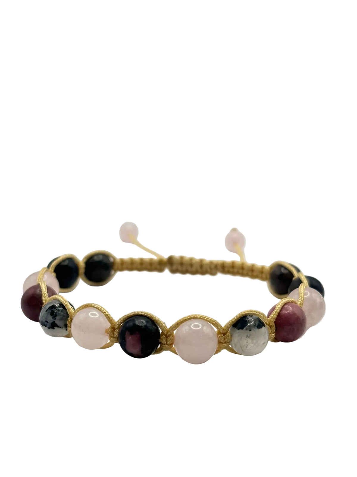 Pulsera Cuarzo Rosa, Piedra Luna y Rodonita | Amor e Intuición