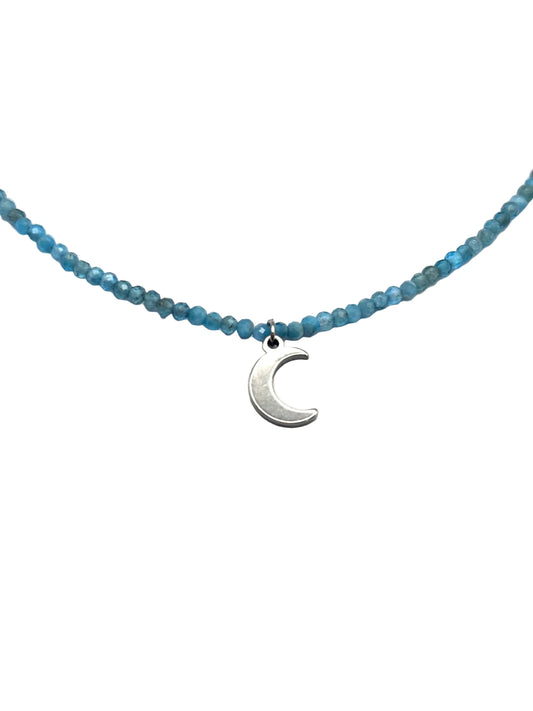 Collar Gargantilla Apatita con Luna | Inspiración y Claridad