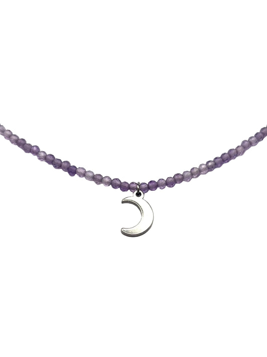 Collar Gargantilla Amatista con Luna | Intuición y Calma