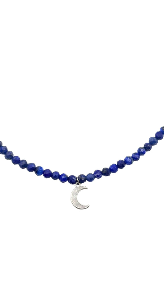 Collar Gargantilla Lapislázuli con Luna | Sabiduría e Intuición