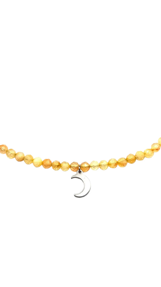 Collar Gargantilla Citrino con Luna | Abundancia y Luz Interior