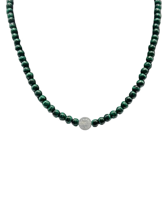 Collar Gargantilla Malaquita y Aguamarina | Protección y Serenidad