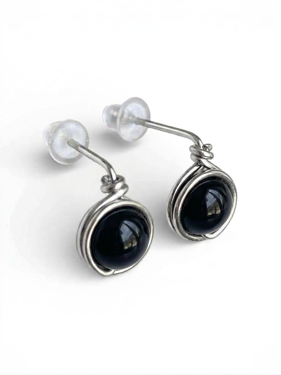 Pendientes Tipo Pin con Piedra Natural –Acero Inoxidable