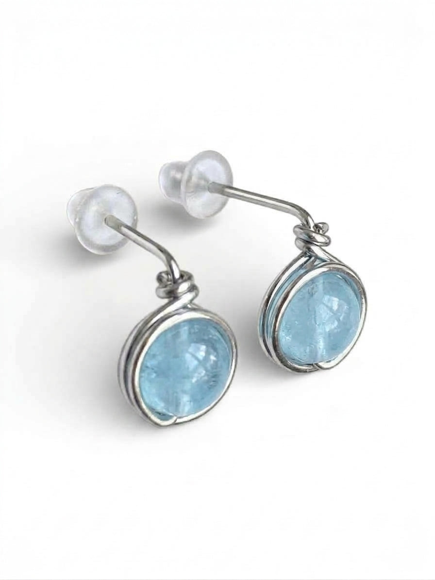 Pendientes Tipo Pin con Piedra Natural –Acero Inoxidable