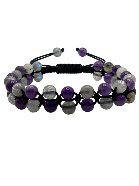 Brazalete Labradorita y Amatista | Intuición y Calma