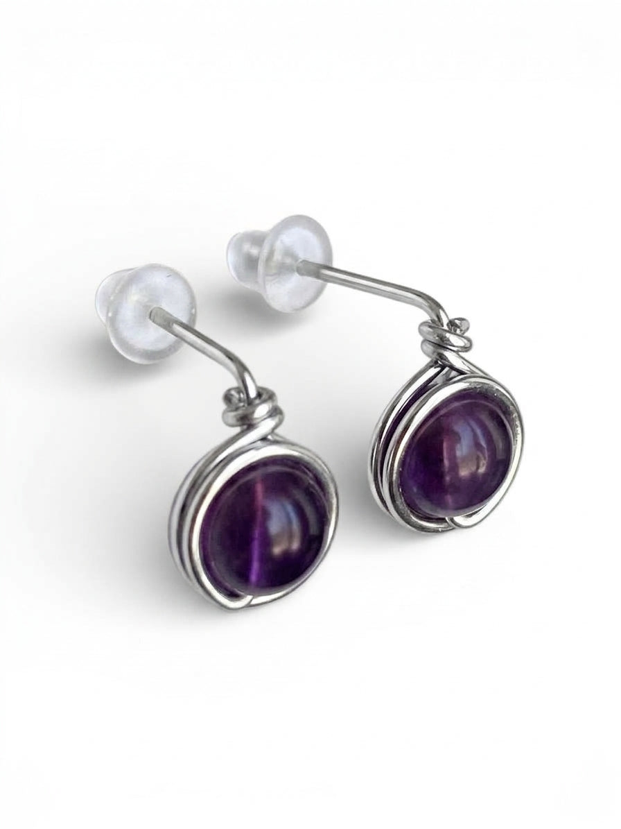 Pendientes Tipo Pin con Piedra Natural –Acero Inoxidable