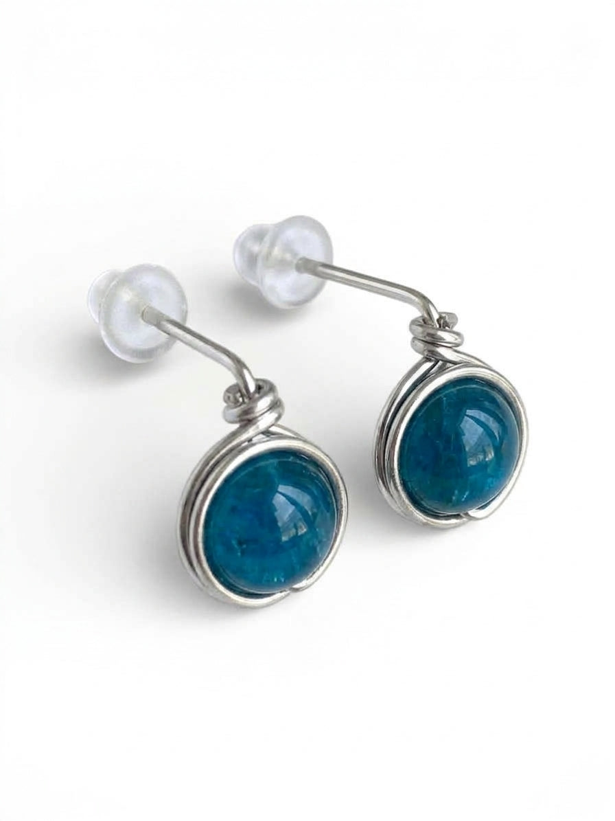 Pendientes Tipo Pin con Piedra Natural –Acero Inoxidable