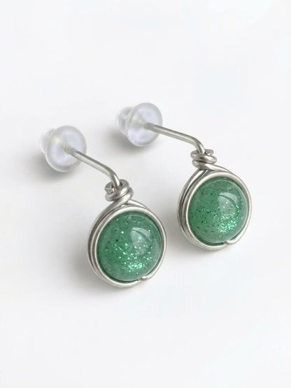 Pendientes Tipo Pin con Piedra Natural –Acero Inoxidable