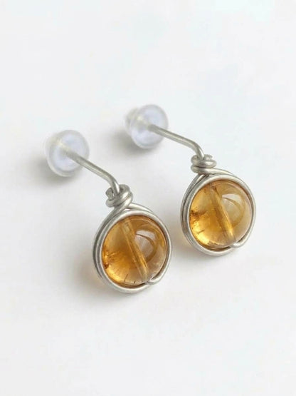 Pendientes Tipo Pin con Piedra Natural –Acero Inoxidable