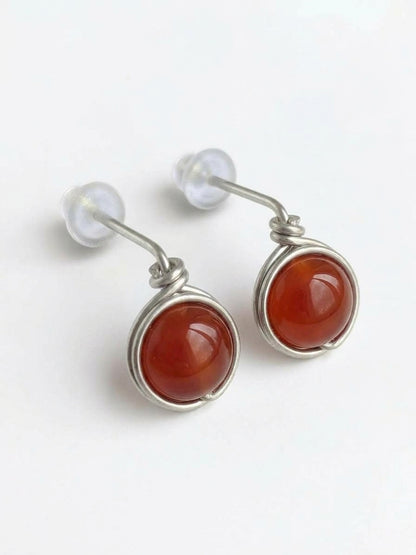 Pendientes Tipo Pin con Piedra Natural –Acero Inoxidable