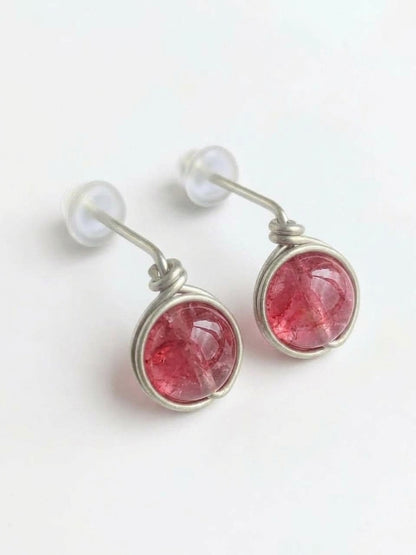 Pendientes Tipo Pin con Piedra Natural –Acero Inoxidable