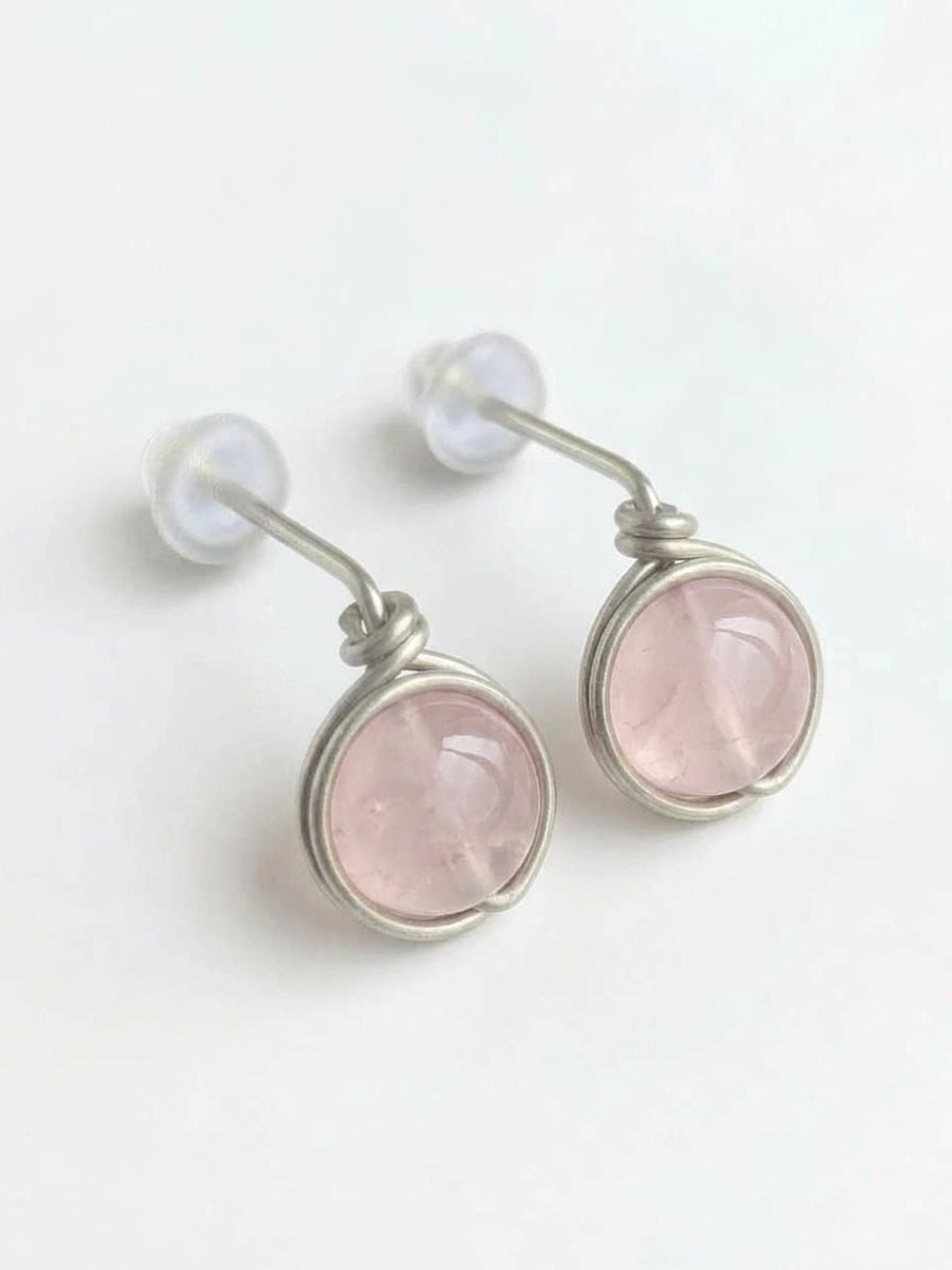 Pendientes Tipo Pin con Piedra Natural –Acero Inoxidable