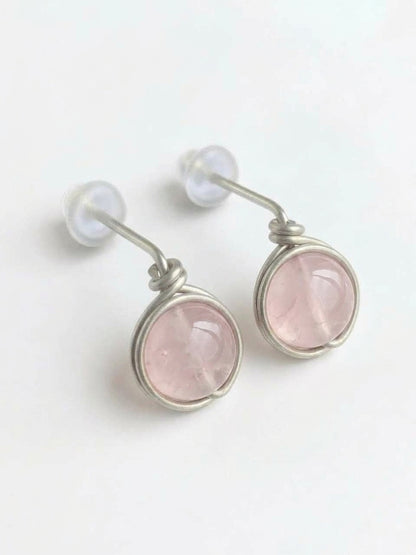 Pendientes Tipo Pin con Piedra Natural –Acero Inoxidable