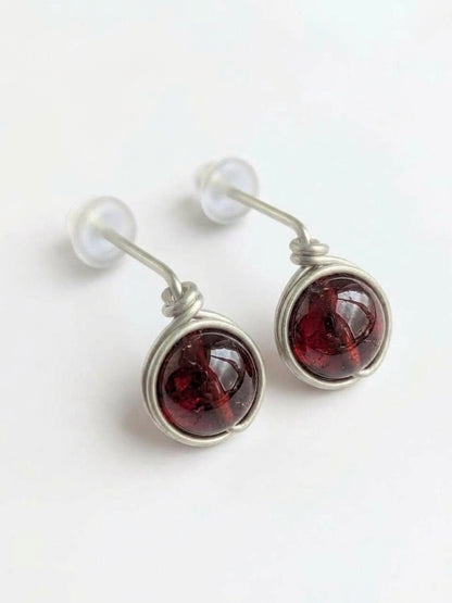 Pendientes Tipo Pin con Piedra Natural –Acero Inoxidable