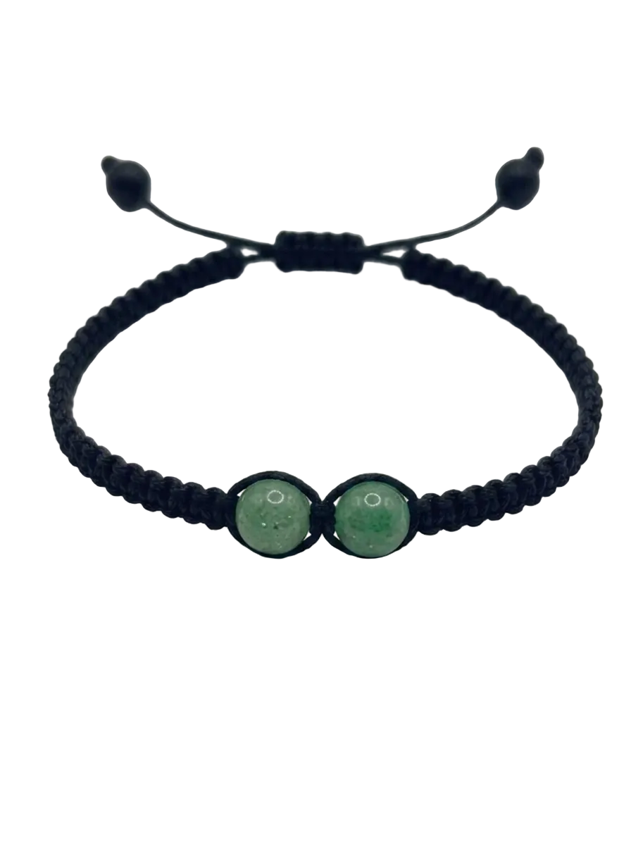 Pulsera Personalizable con Dos Piedras Centrales 6 mm y Tejido Macramé – Diseño Único y Energía a Medida