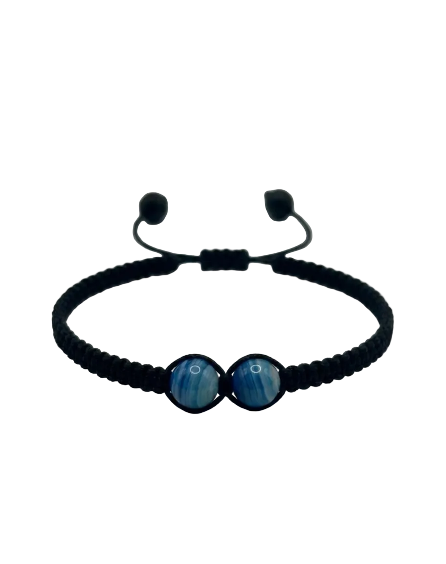 Pulsera Personalizable con Dos Piedras Centrales 6 mm y Tejido Macramé – Diseño Único y Energía a Medida