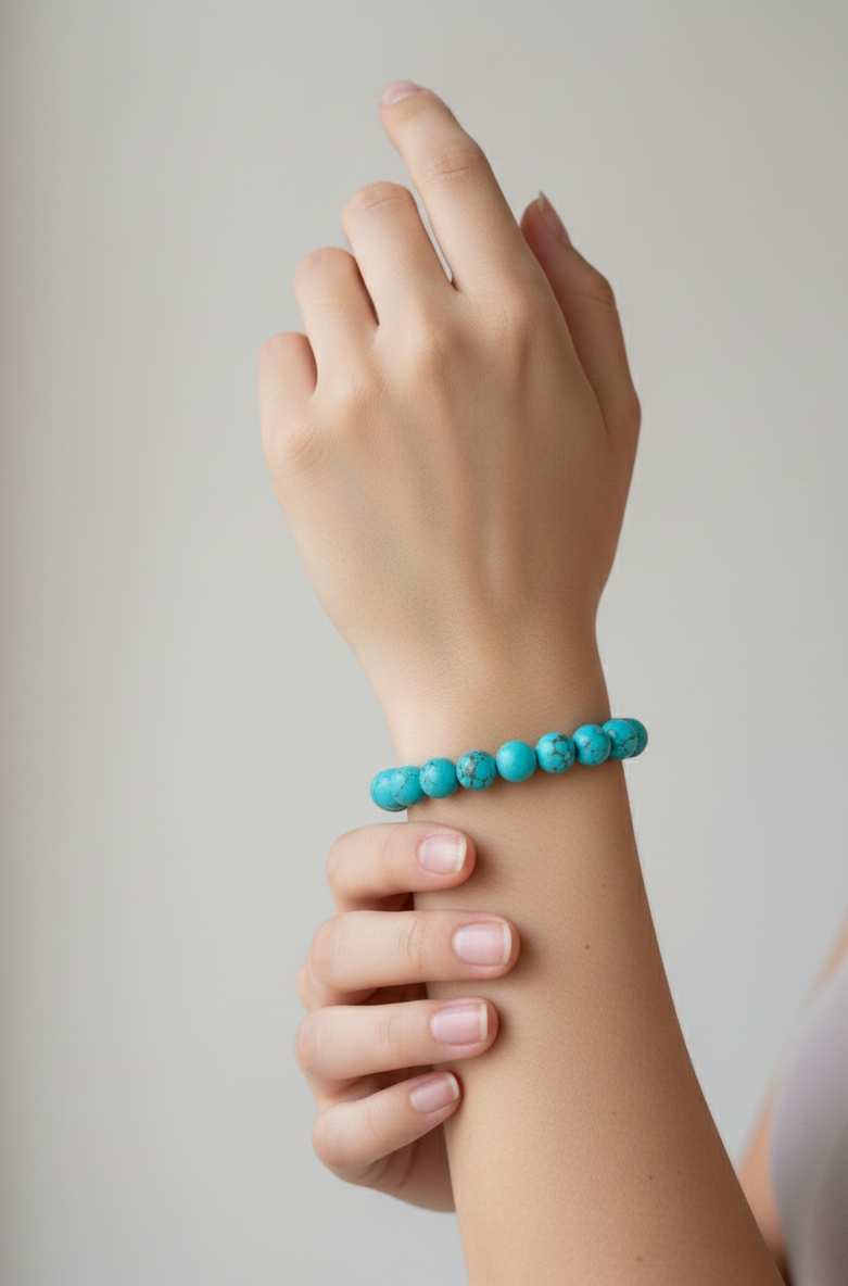 Pulsera de Turquesa Natural – Claridad Mental, Serenidad y Calma