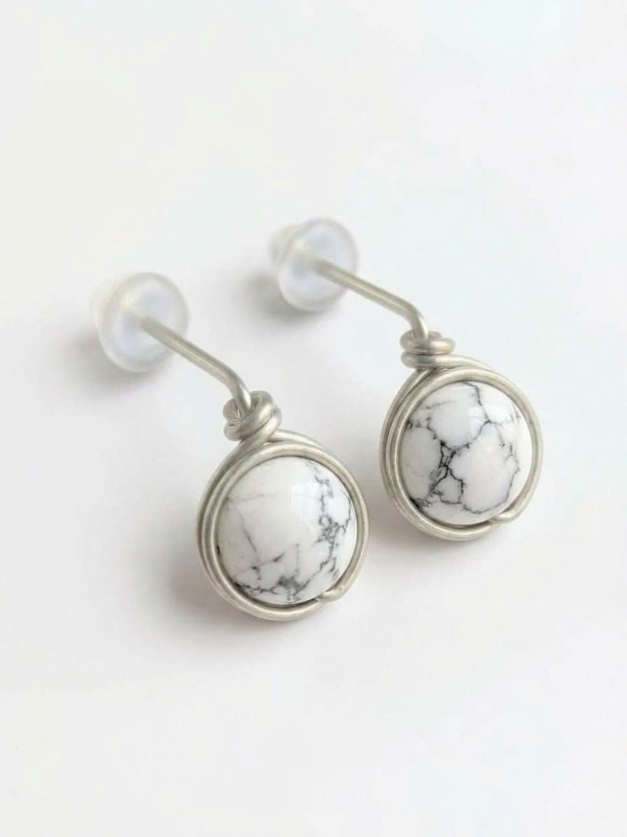 Pendientes Tipo Pin con Piedra Natural –Acero Inoxidable