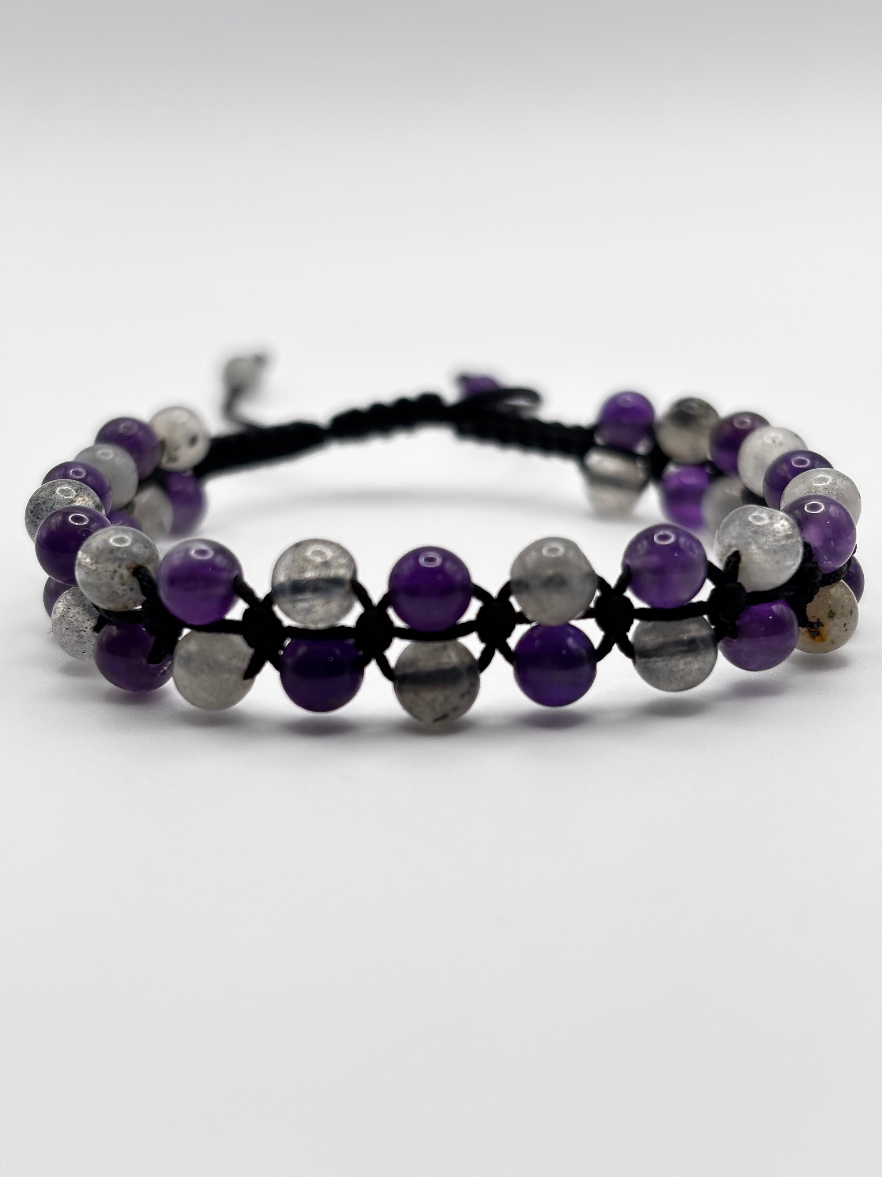 Brazalete Labradorita con Amatista  Intuición y Claridad Mental