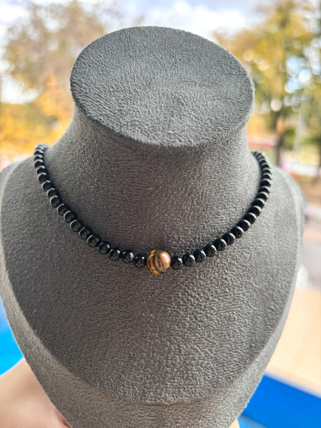 Gargantilla de ónix con ojo de tigre