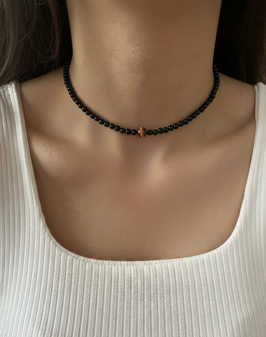 Gargantilla de ónix con ojo de tigre