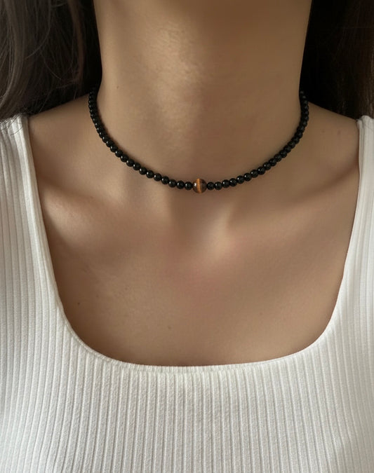 Collar Gargantilla Ónix y Ojo de Tigre | Protección y Equilibrio