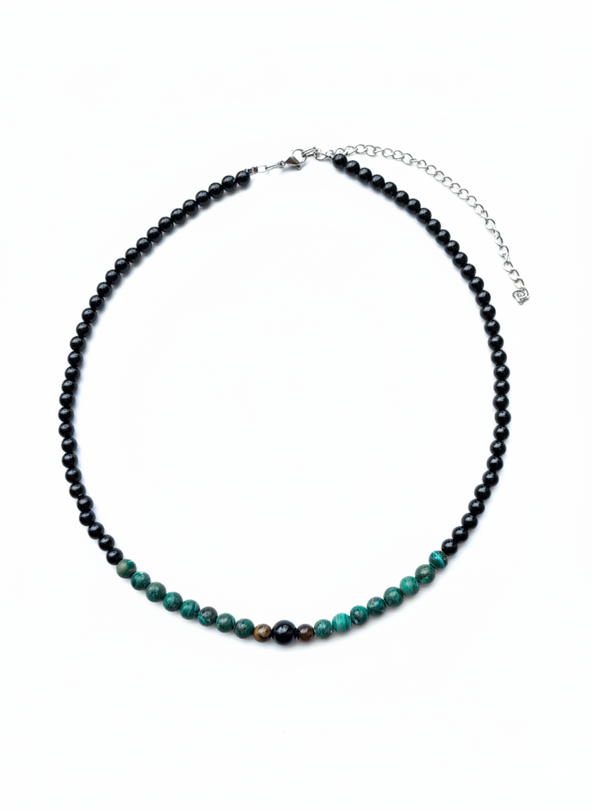 Collar Gargantilla Ónix, Malaquita y Ojo de Tigre | Protección Energética