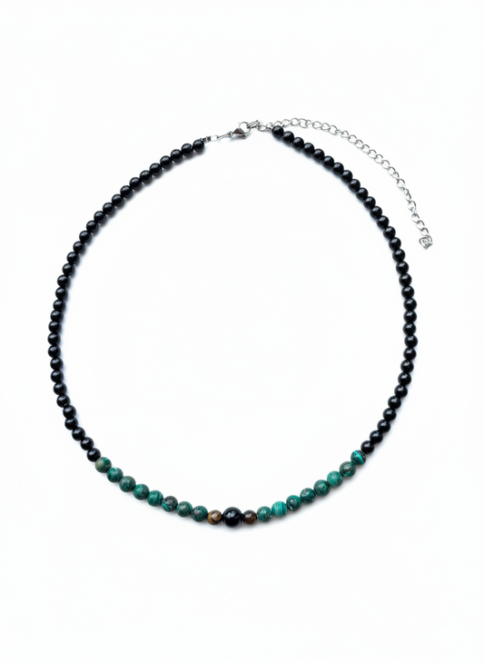 Collar Gargantilla Ónix, Malaquita y Ojo de Tigre | Protección Energética