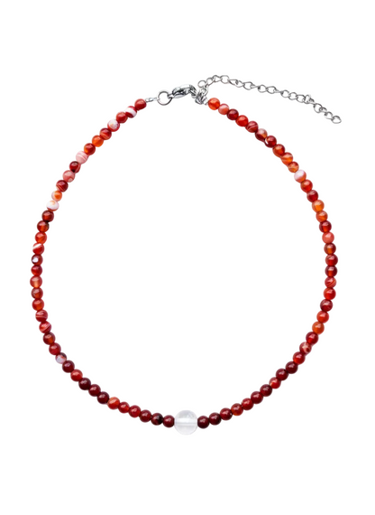 Collar Gargantilla Ágata Fuego y Cuarzo Blanco | Vitalidad y Equilibrio