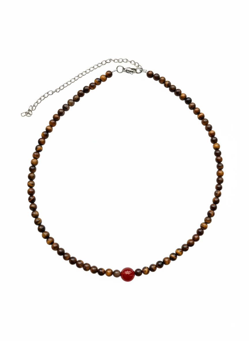 Collar Gargantilla Ojo de Tigre y Cornalina | Protección y Vitalidad