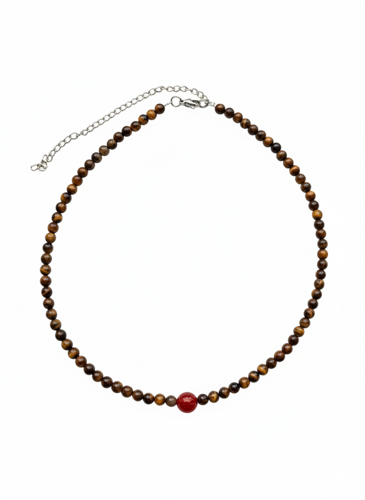Collar Gargantilla Ojo de Tigre y Cornalina | Protección y Vitalidad
