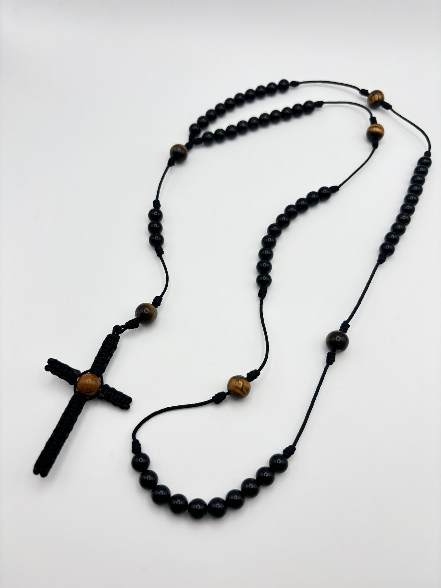 Rosario Artesanal – Ónix y Ojo de Tigre | Protección, Equilibrio y Energía