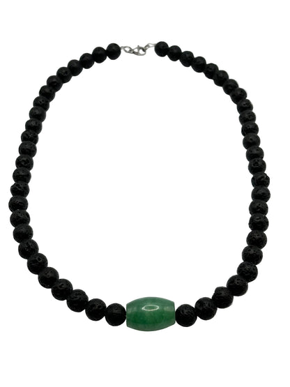 Collar Piedra Volcánica y Jade | Energía y Equilibrio