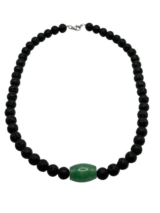 Collar Piedra Volcánica y Jade | Energía y Equilibrio