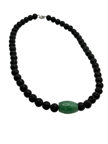 Collar Piedra Volcánica y Jade | Energía y Equilibrio