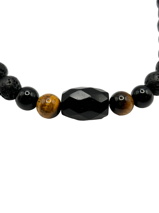 Collar Piedra Volcánica, Ónix y Ojo de Tigre | Protección y Energía