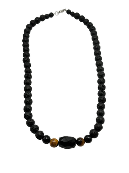 Collar Piedra Volcánica, Ónix y Ojo de Tigre | Protección y Energía