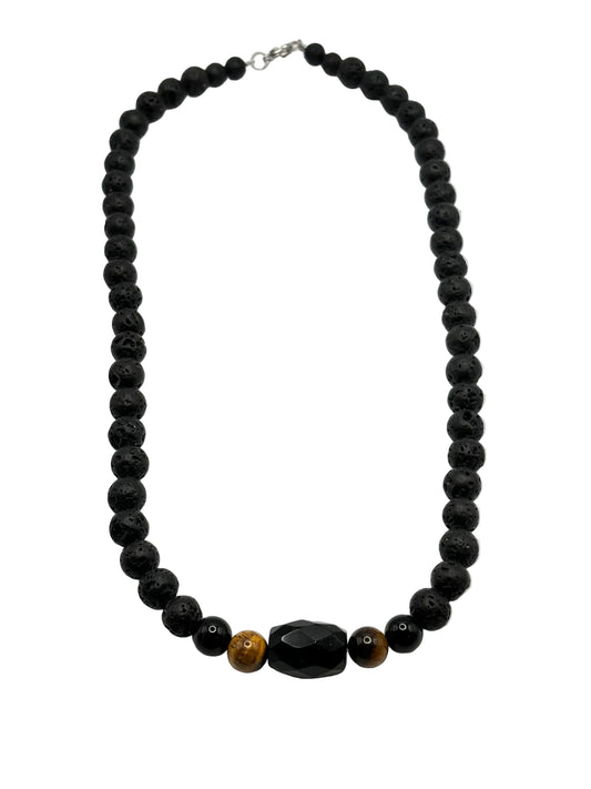 Collar Piedra Volcánica, Ónix y Ojo de Tigre | Protección y Energía