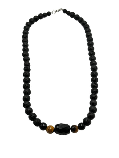 Collar Piedra Volcánica, Ónix y Ojo de Tigre | Protección y Energía
