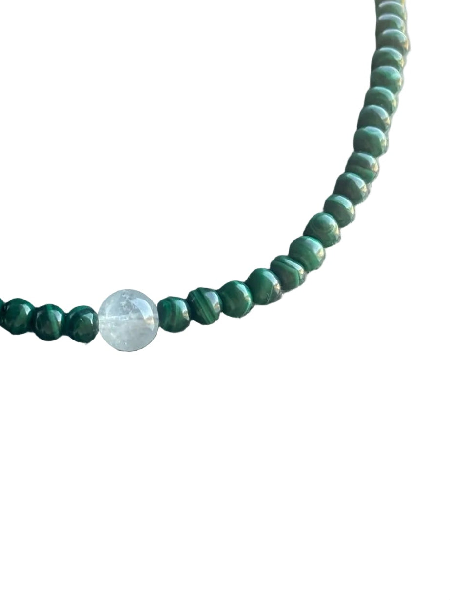 Collar Gargantilla Malaquita y Aguamarina | Protección y Serenidad