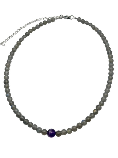 Collar Gargantilla Labradorita y Amatista | Protección e Intuición