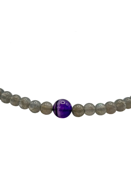 Collar Gargantilla Labradorita y Amatista | Protección e Intuición