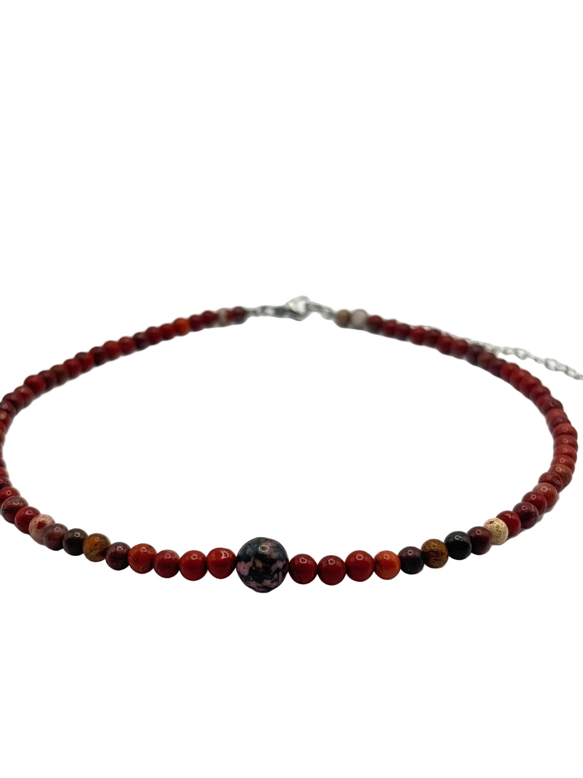 Collar Gargantilla Jaspe Rojo y Rodonita | Energía y Armonía Emocional
