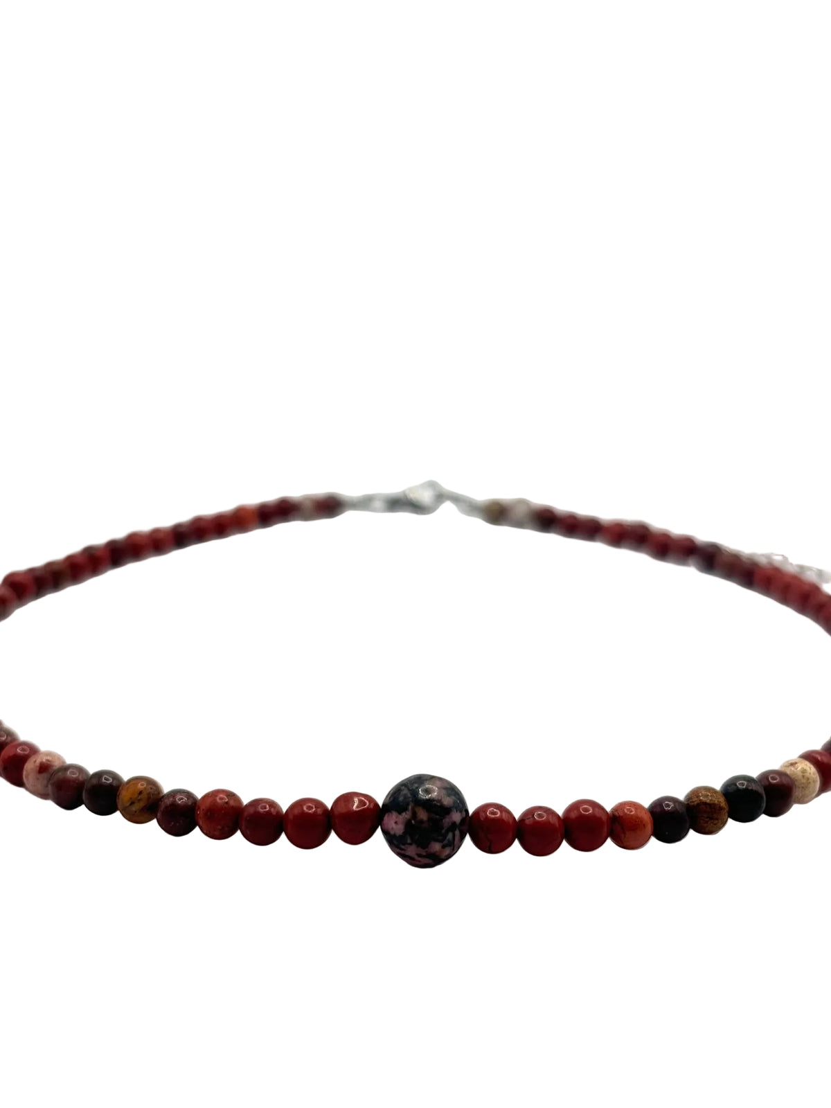 Collar Gargantilla Jaspe Rojo y Rodonita | Energía y Armonía Emocional
