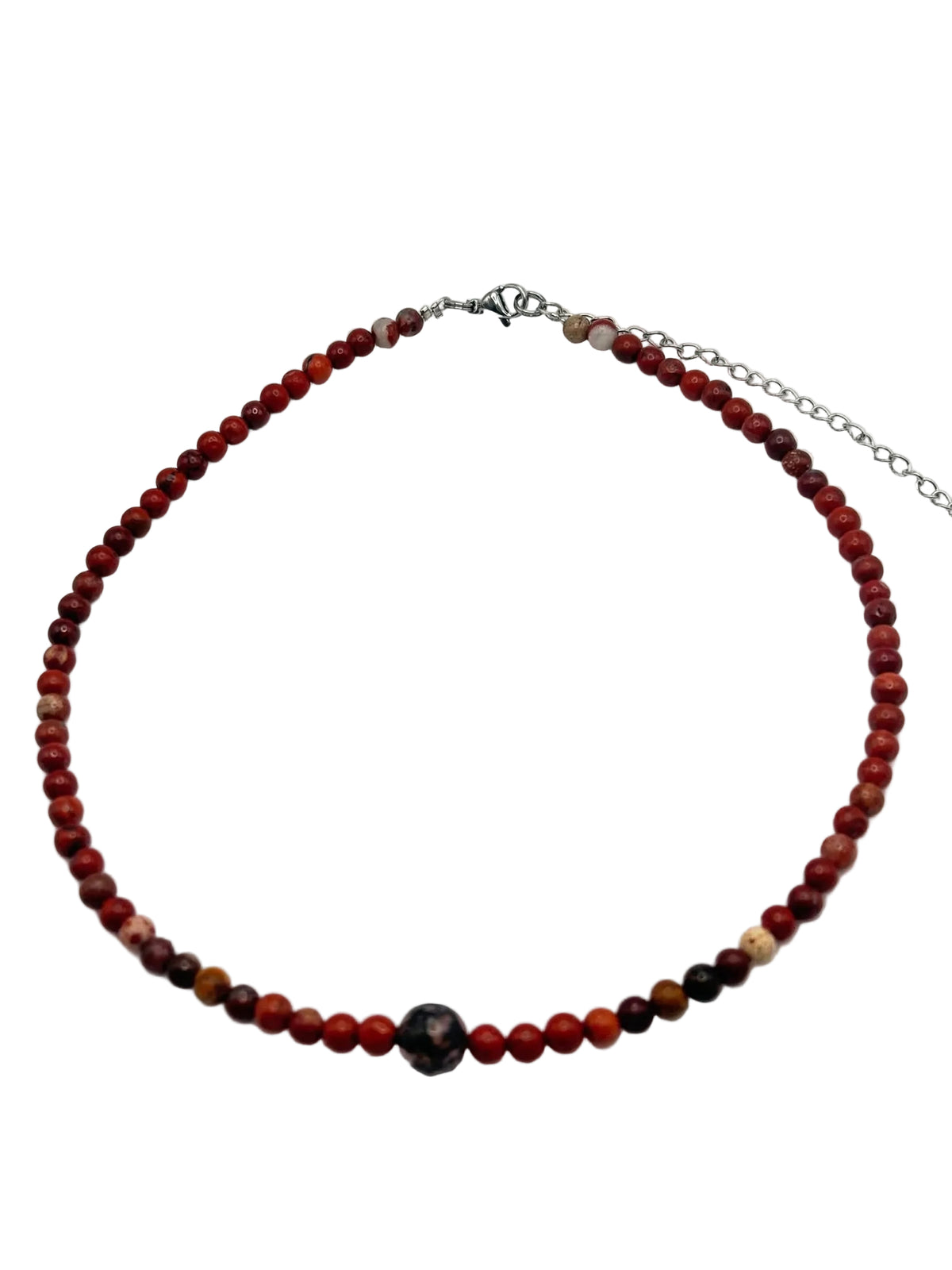 Collar Gargantilla Jaspe Rojo y Rodonita | Energía y Armonía Emocional