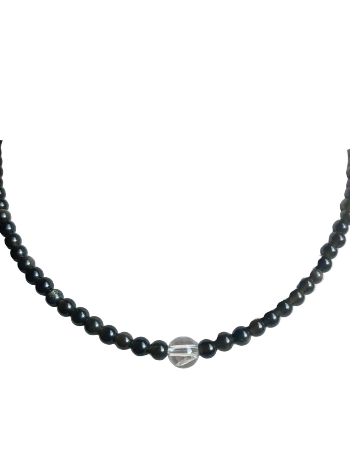 Collar Gargantilla Obsidiana y Cuarzo Blanco | Protección y Claridad