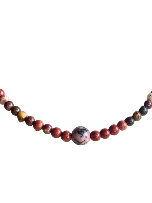Collar Gargantilla Jaspe Rojo y Rodonita | Energía y Armonía Emocional
