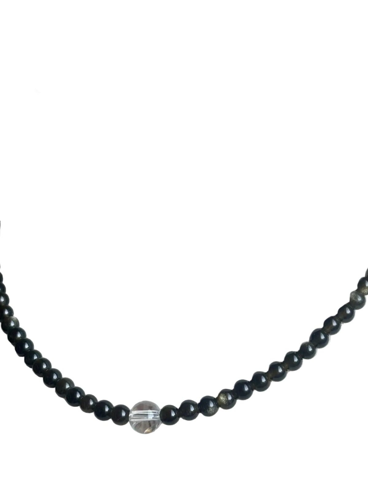 Collar Gargantilla Obsidiana y Cuarzo Blanco | Protección y Claridad